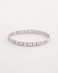Glam Silvertone Slice Stretch Bracelet