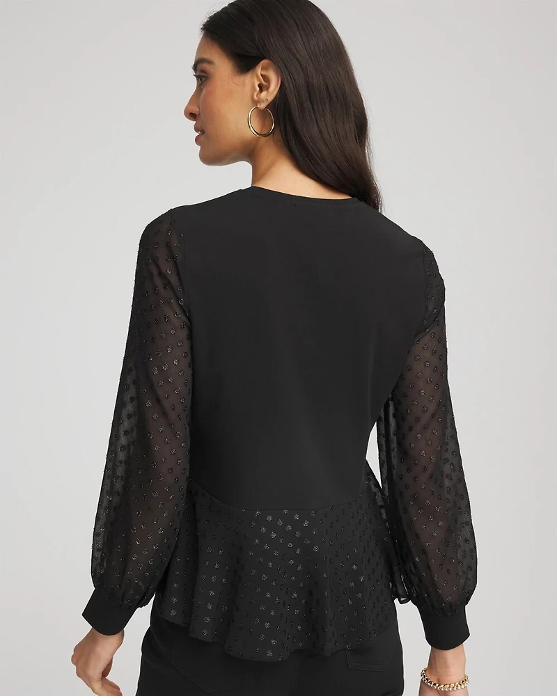 Clip-Dot Peplum Top