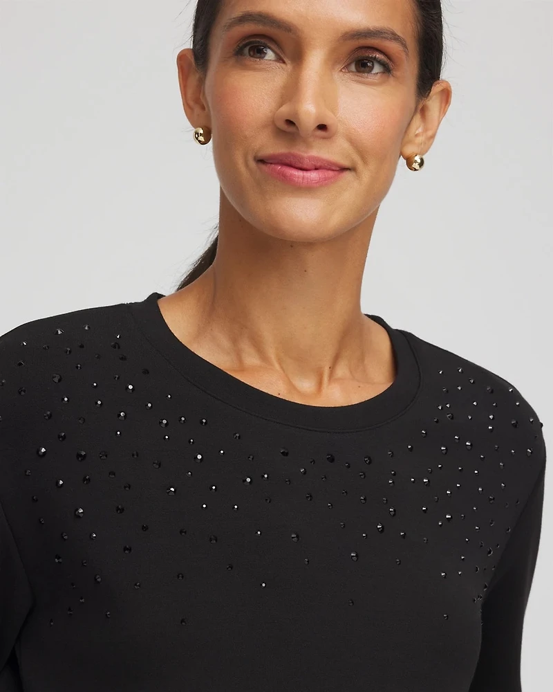 Zenergy® Scuba Rhinestone Pullover Top