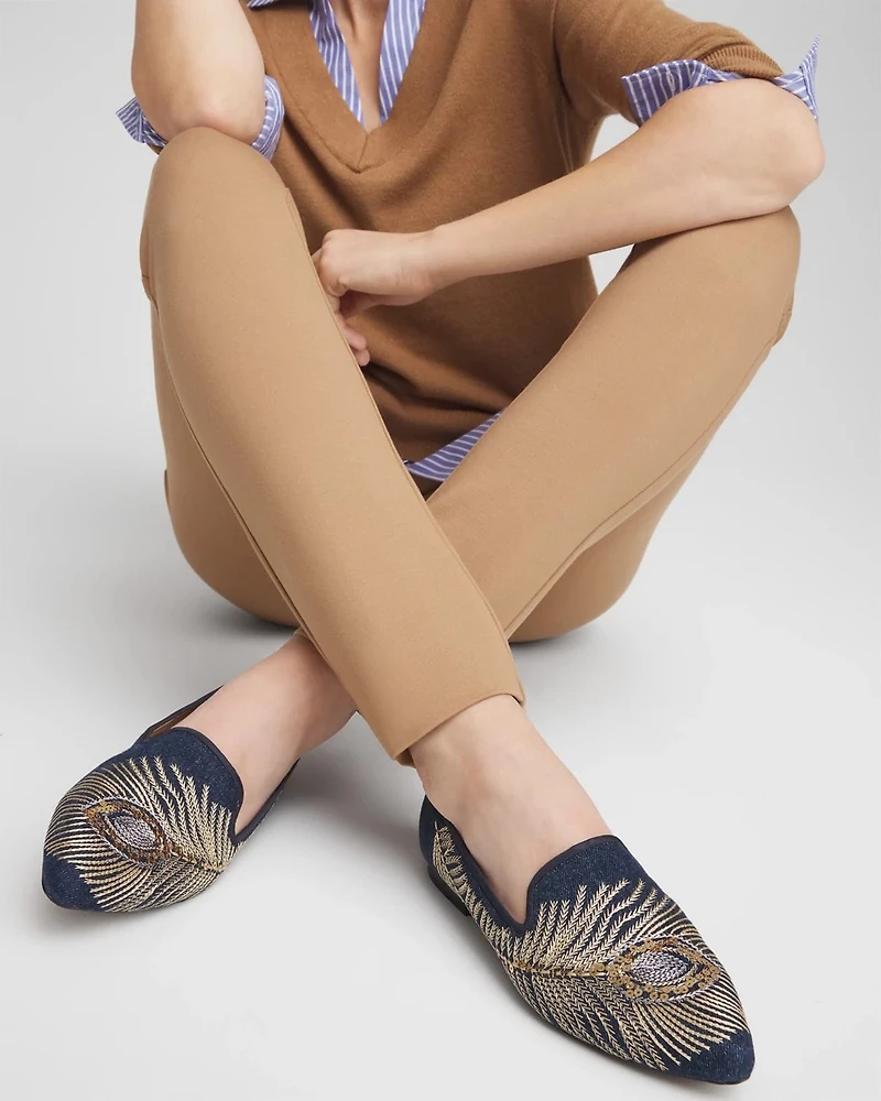 Peacock Embroidered Flats