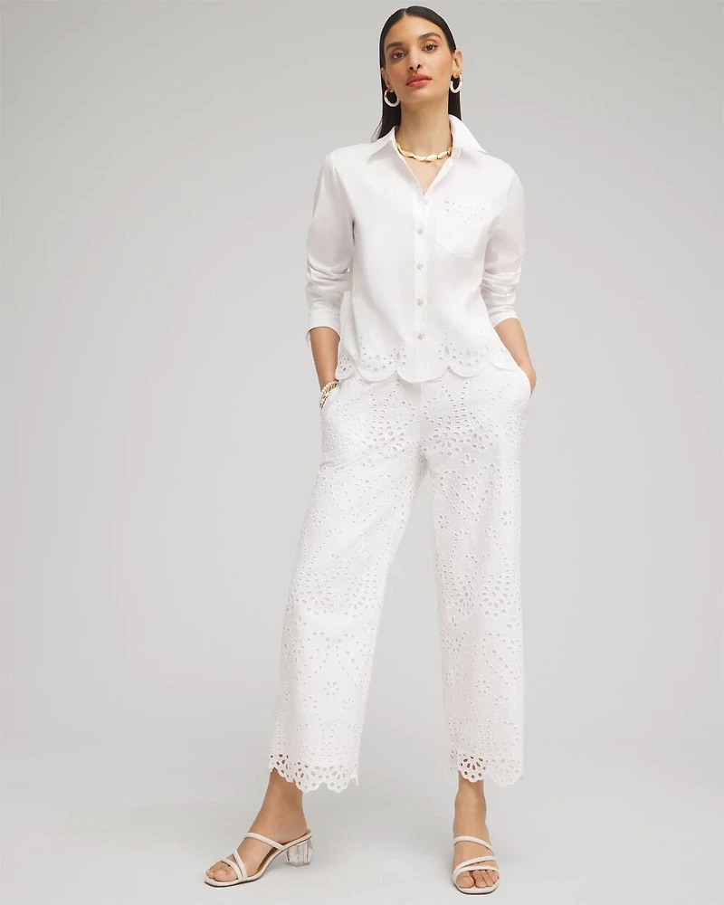 Eyelet Lace Cropped Pants