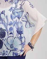 Woven Butterfly Print Poncho