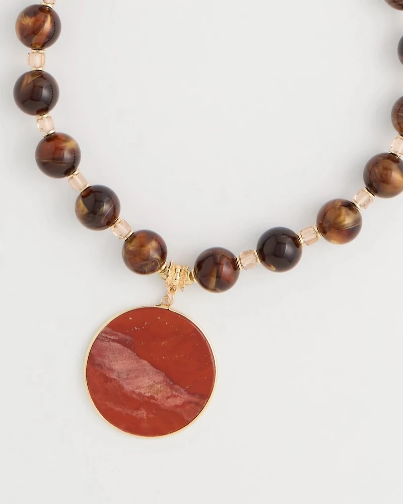 Neutral Orange Pendant Necklace