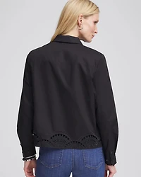 Poplin Embroidered-Hem Shirt