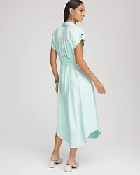 Hammered Rayon Midi Shirtdress