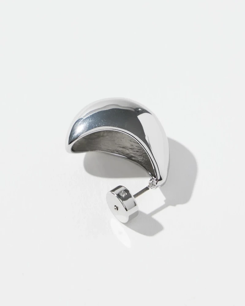 Silver Tone Huggie Hoops