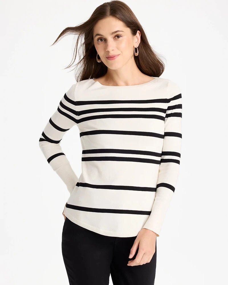Ella Striped Bateau Pullover Sweater
