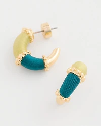 Goldtone Two-Tone Threaded Hoop Earrings