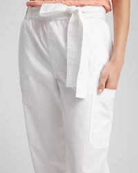 Poplin Pull-On Tapered-Leg Cropped Pants