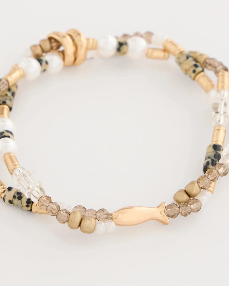 Jasper Stone Beaded Stretch Bracelet