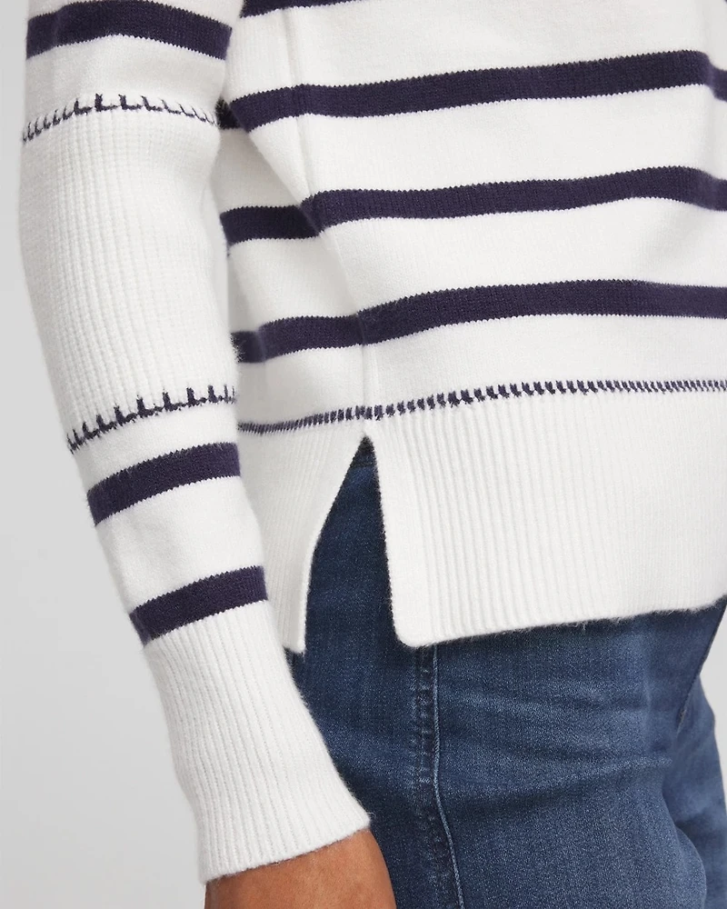 Striped Relaxed Mockneck Pullover