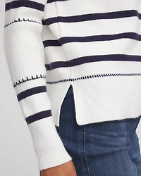 Striped Relaxed Mockneck Pullover