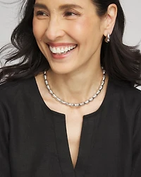 Silvertone Bamboo Collar Necklace