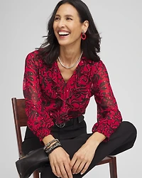 Chiffon Ruffle Neck Blouse