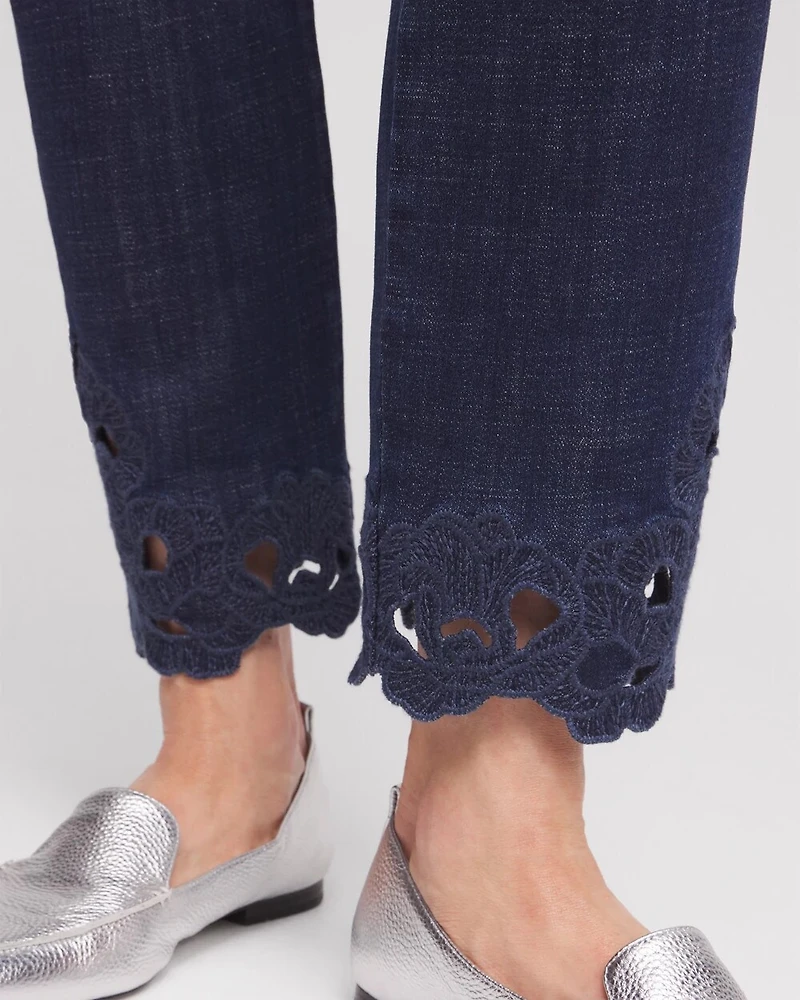Girlfriend Floral Cutwork Ankle Jeans