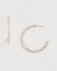 Silvertone Textured Hoop Earrings