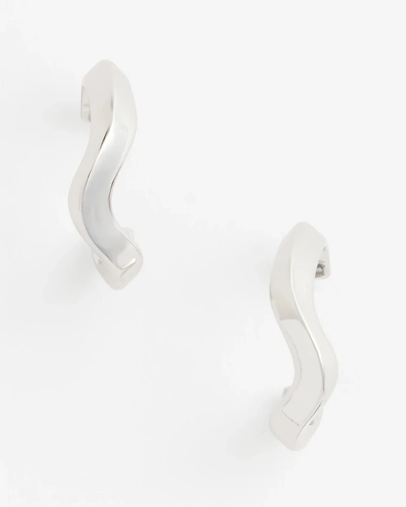 No Droop® Silvertone Wavy Hoop Earrings