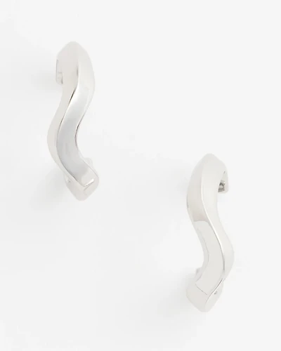 No Droop® Silvertone Wavy Hoop Earrings