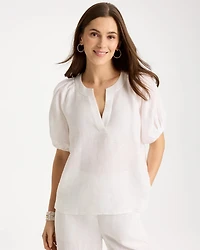 Linen Trapunto Popover Top
