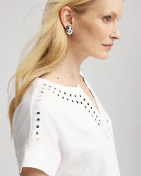 Paillette Trim Cotton Slub Tee