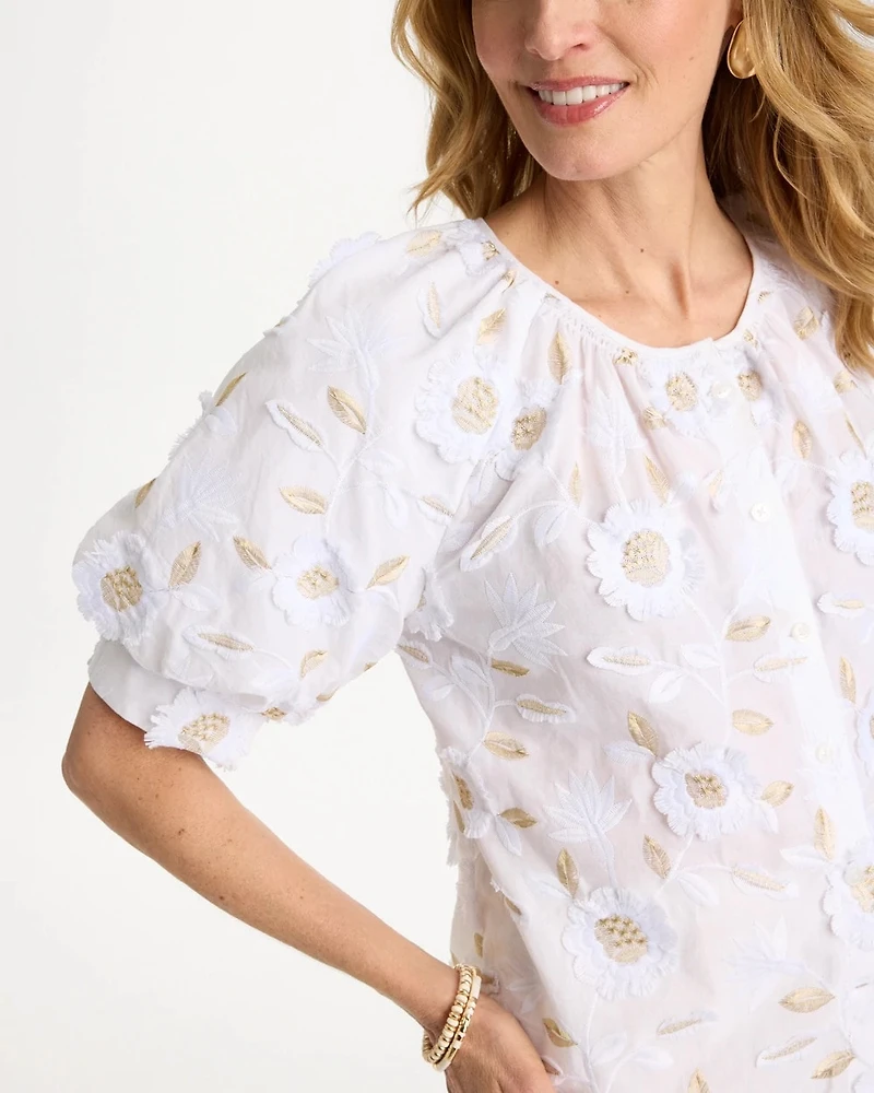 Cotton Metallic Applique Embroidered Top