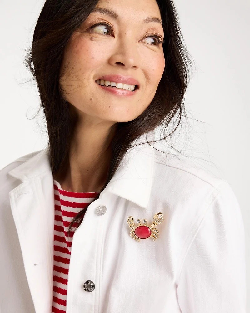 Americana Faux Diamond Crab Brooch