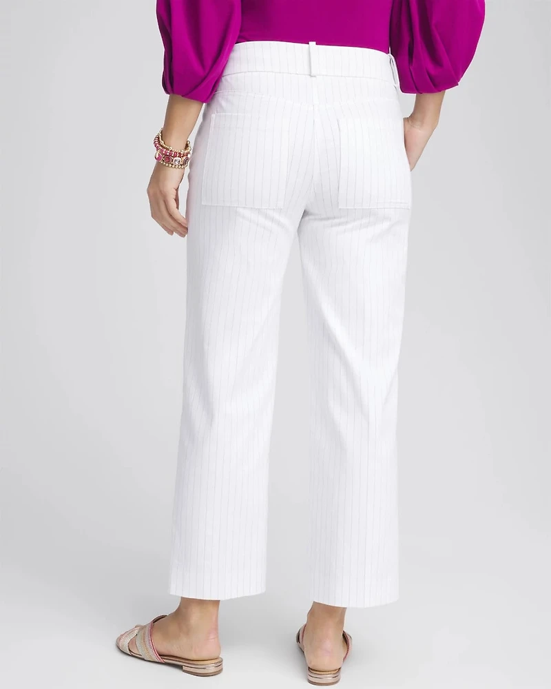 Striped Straight-Leg Cropped Pants