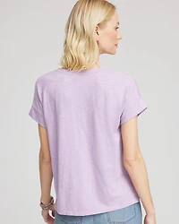 Paillette Trim Cotton Slub Tee