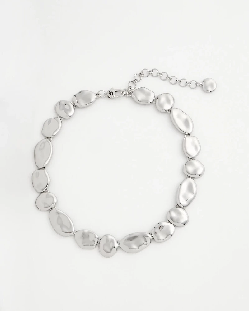 Silver-Tone Pebble Link Collar Necklace