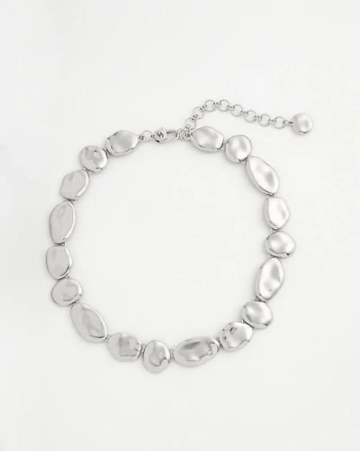 Silver-Tone Pebble Link Collar Necklace