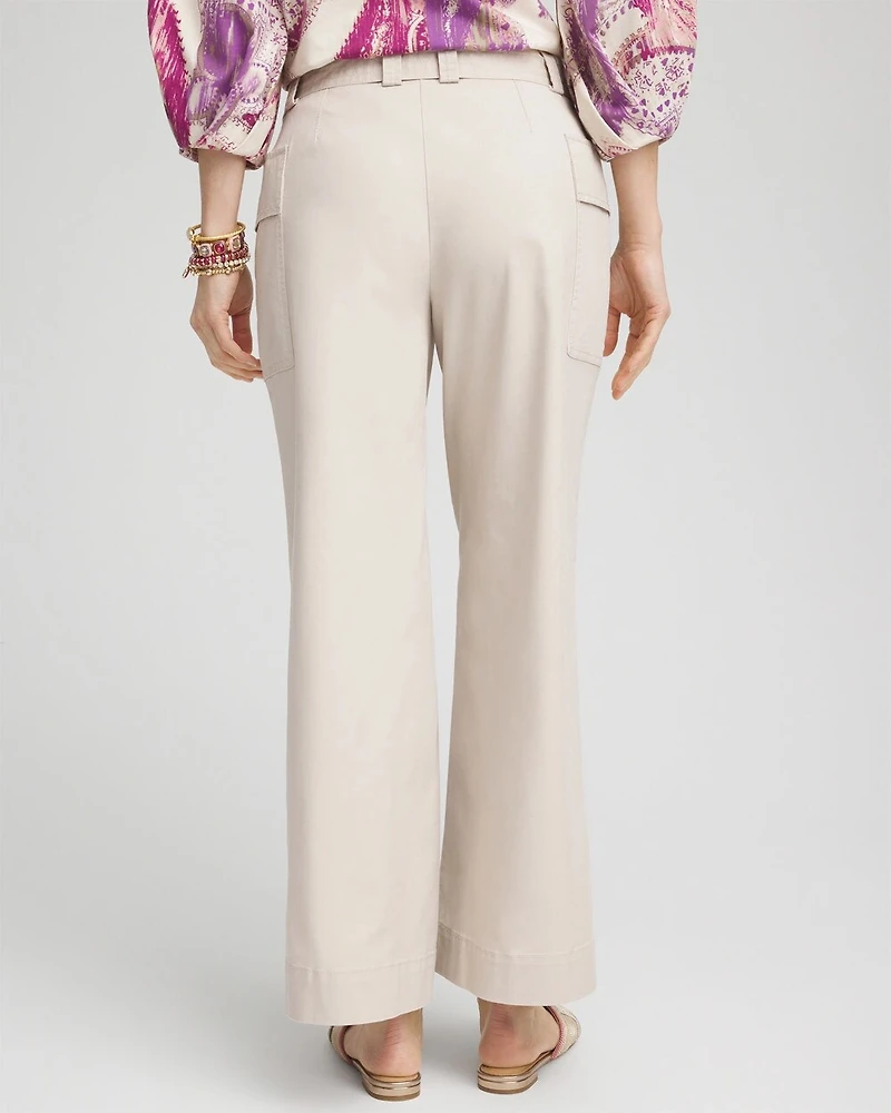 Belted Twill Utility Cropped Pants