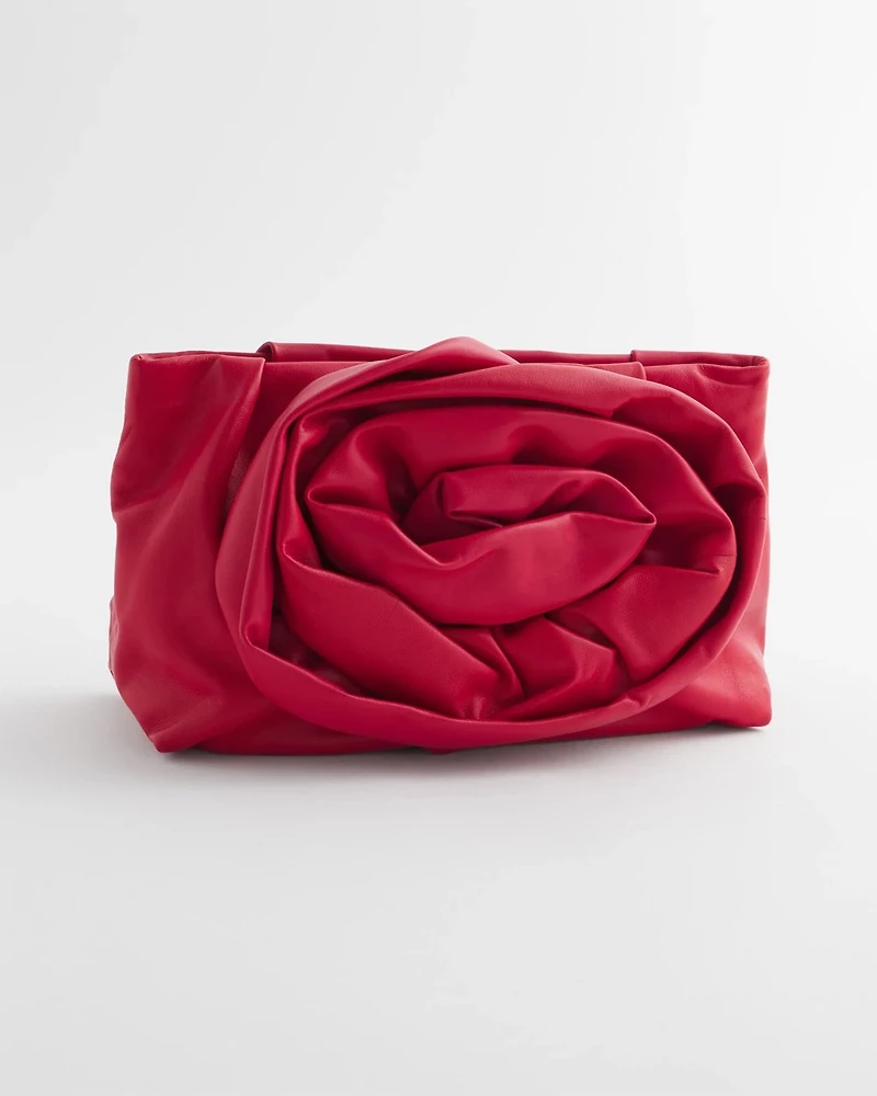 Red Leather Rose Clutch