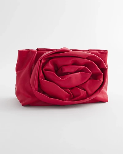 Red Leather Rose Clutch