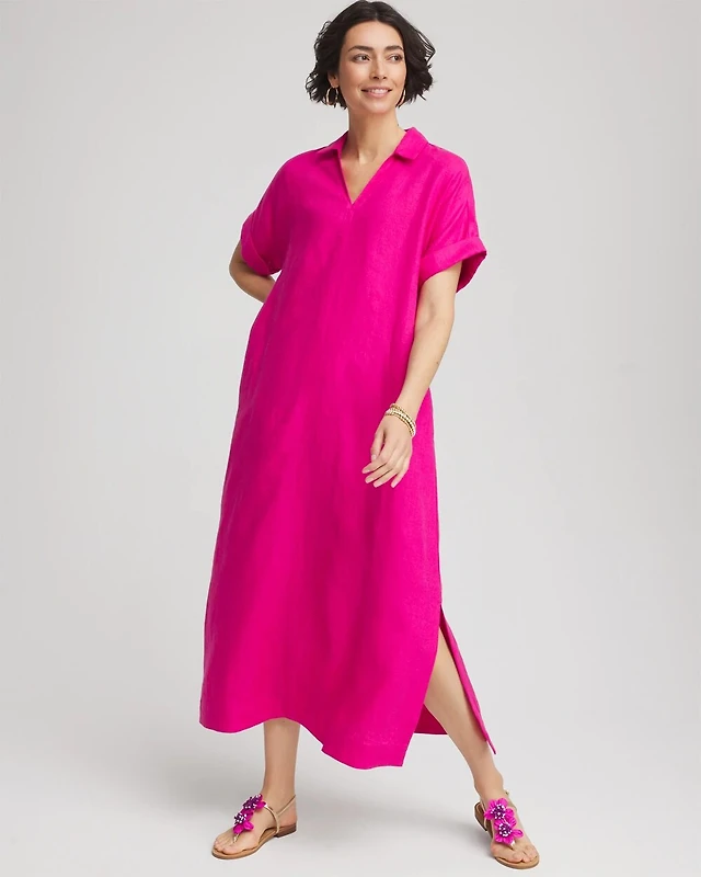 Chico's Linen Popover Kaftan Dress | The Summit Chico's Linen Popover Kaftan Dress | The Summit