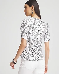 Floral Slub Split Neck Henley Tee