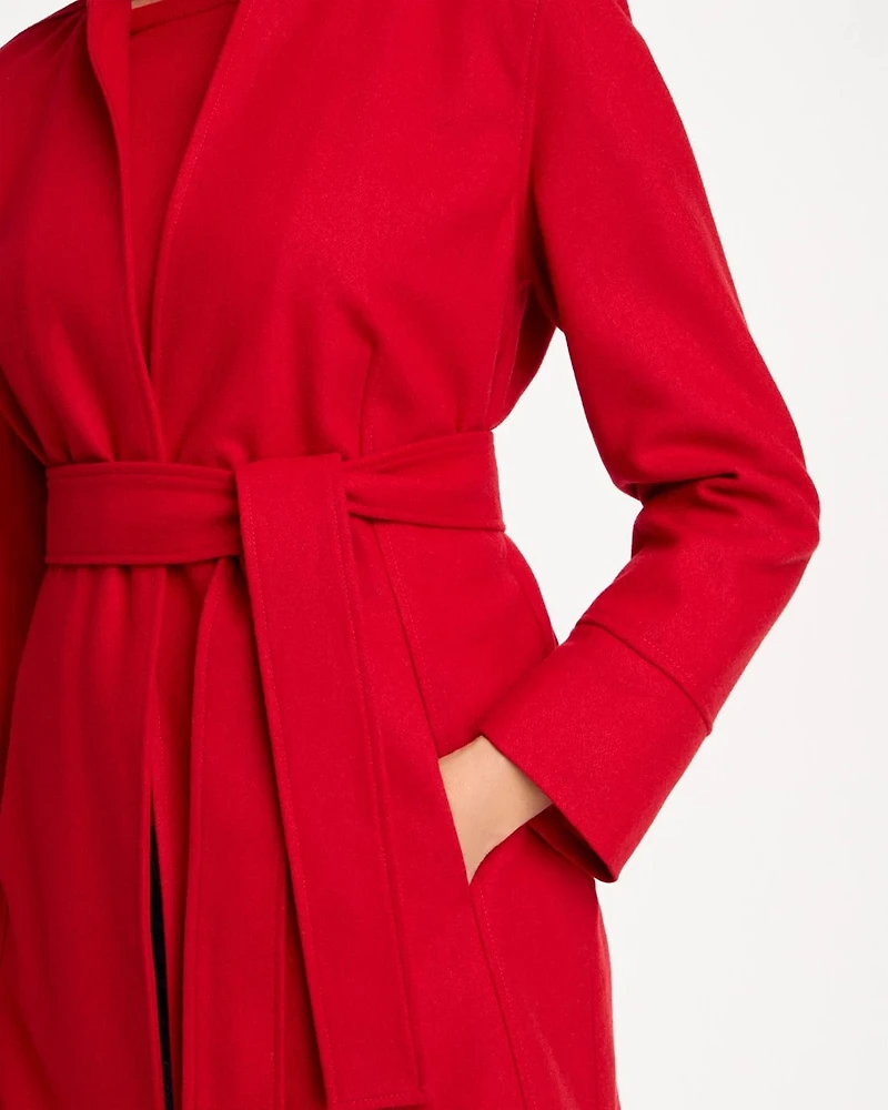 Melton Long-Sleeve Belted Jacket