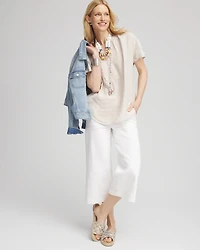No Stain Pull-On Wide Capri Jeans