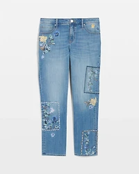 Floral Patchwork Girlfriend Crop Jeans