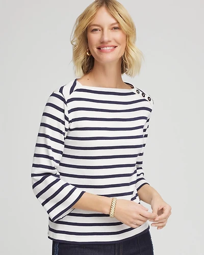 Bateau Neck Stripe Top