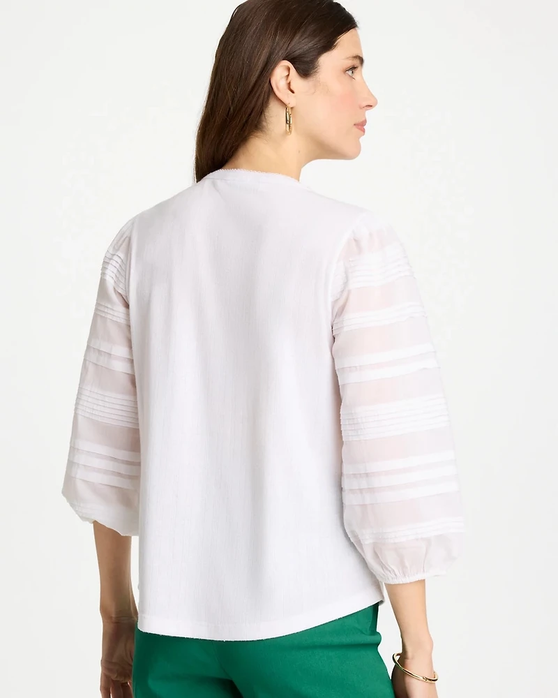 Pintuck Puff Sleeve Tee