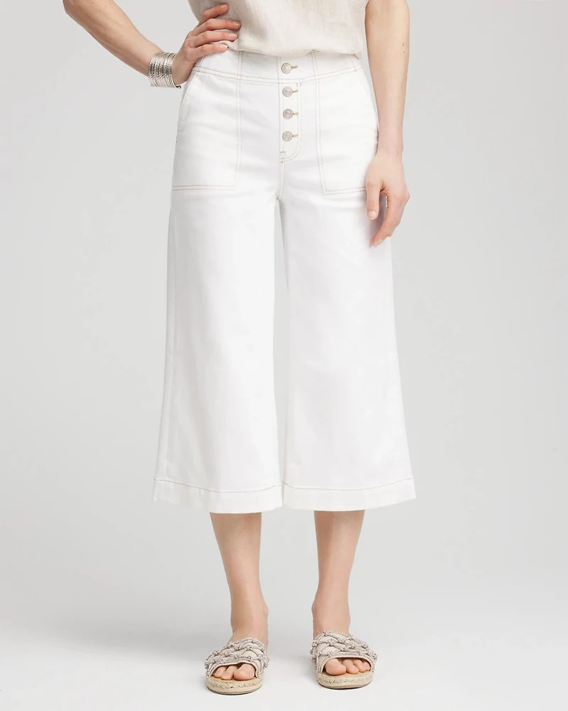 No Stain Pull-On Wide Capri Jeans