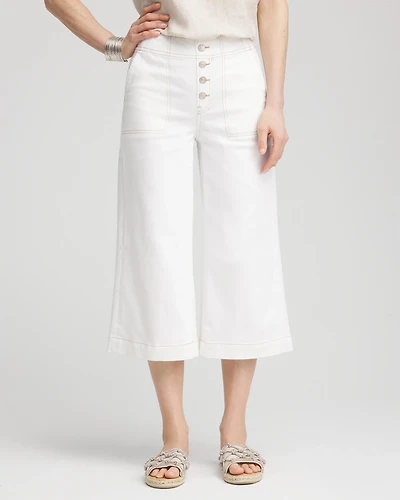 No Stain Pull-On Wide Capri Jeans