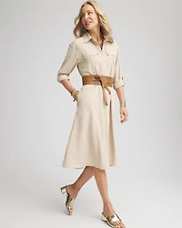 Twill Belted Midi Shirtdress
