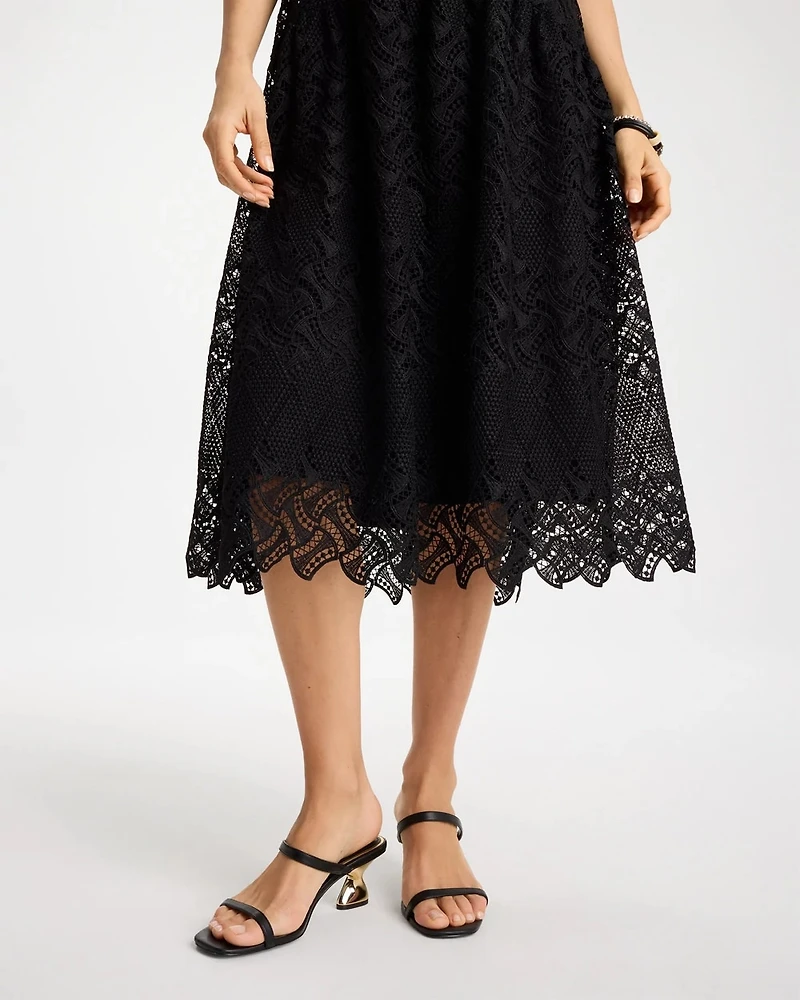 Knit Embroidered Lace Sleeveless Dress