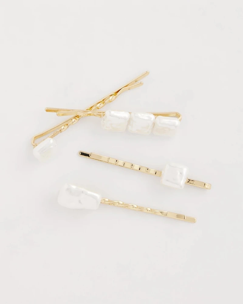 Goldtone Pearlescent Hair Pins