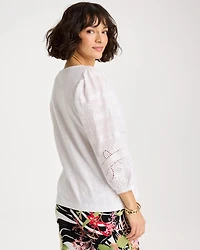 Cotton Eyelet Sleeve Tee