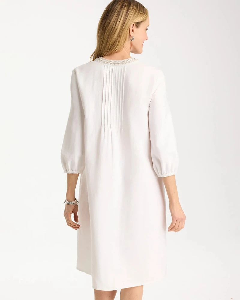 Embellished Pintuck Dress