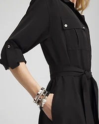 Twill Belted Midi Shirtdress