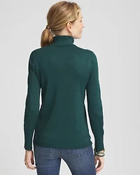 Green Shimmer Turtleneck Sweater