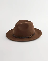 Paisley-Print-Trim Wool Felt Fedora Hat